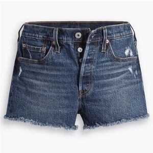 Levi's Women’s Dark Blue High Rise Button Fly Denim Jean Shorts